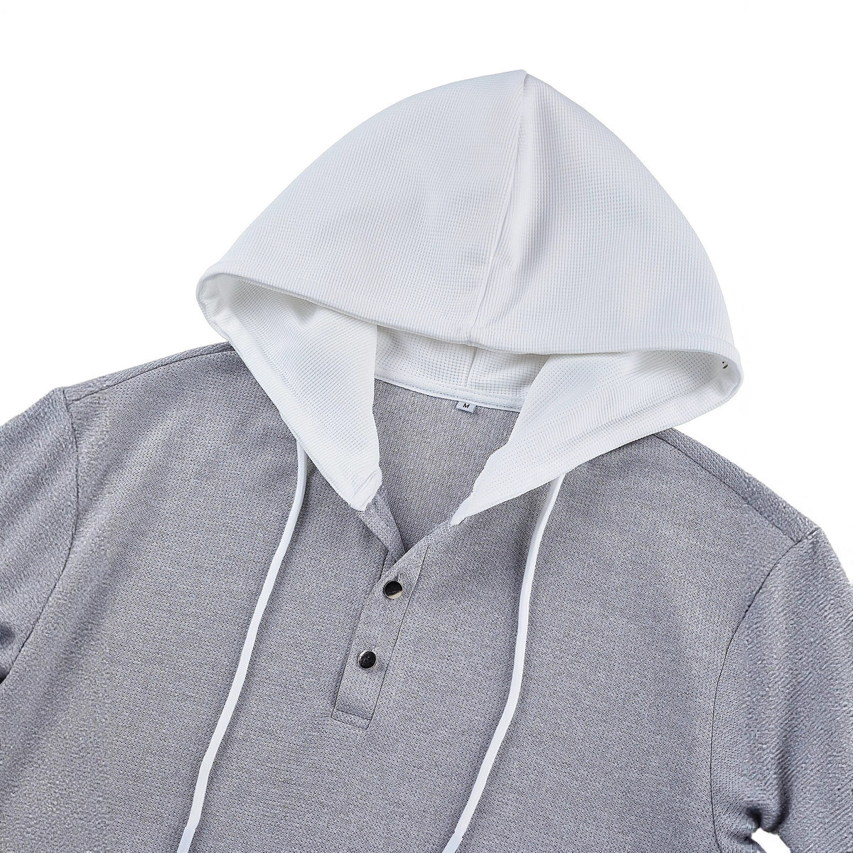 Sweat à capuche boutonné gaufré pour homme – Coupe slim à manches longues contrastantes
