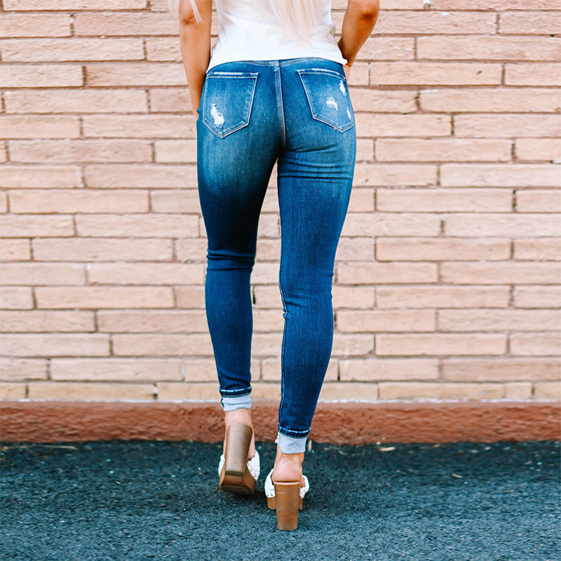 Loom & Soul™ Distressed Skinny Jeans – Women’s Mid-Waist Ripped Denim Pants