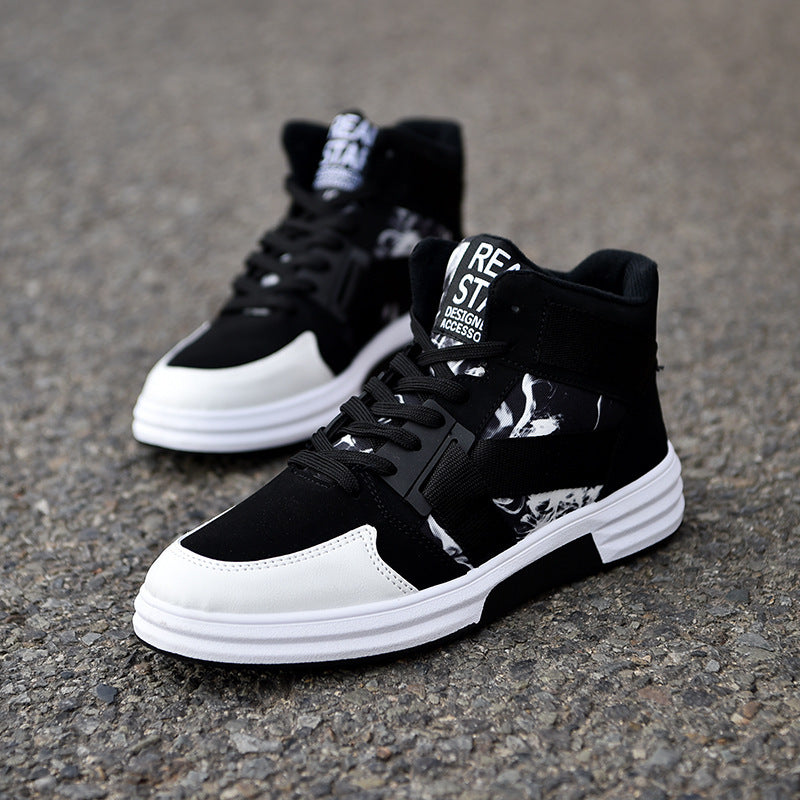 Loom & Soul™ Camouflage High-Top Lace-Up Shoes – Men’s Suede Leather Sneakers with Non-Slip Rubber Sole