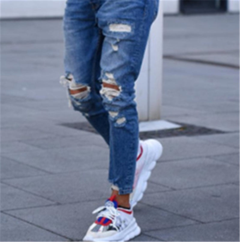 Loom & Soul™ Distressed Hole Jeans – Men’s Slim-Fit Ripped Denim Pants