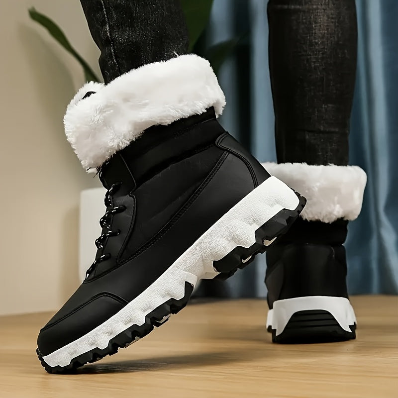 Bottes de neige chaudes antidérapantes pour femme – Chaussures de sport d'hiver décontractées doublées en peluche