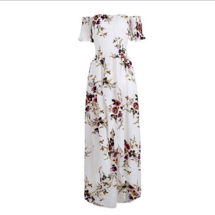 Boho Off-Shoulder Maxi Dress – Summer Beach Flow Dress for Women