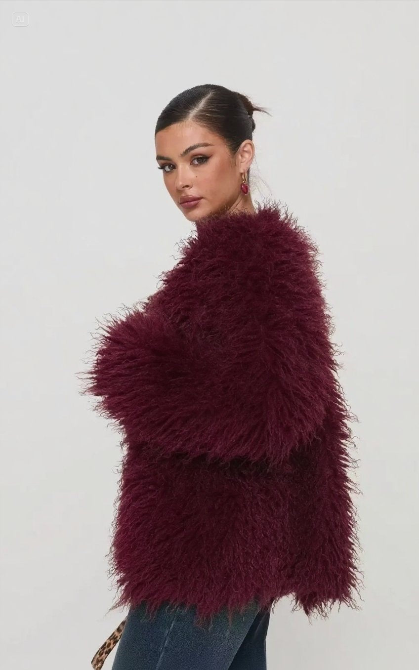 Veste en fausse fourrure pour femme avec surpiqûres en cuir – Manteau style urbain