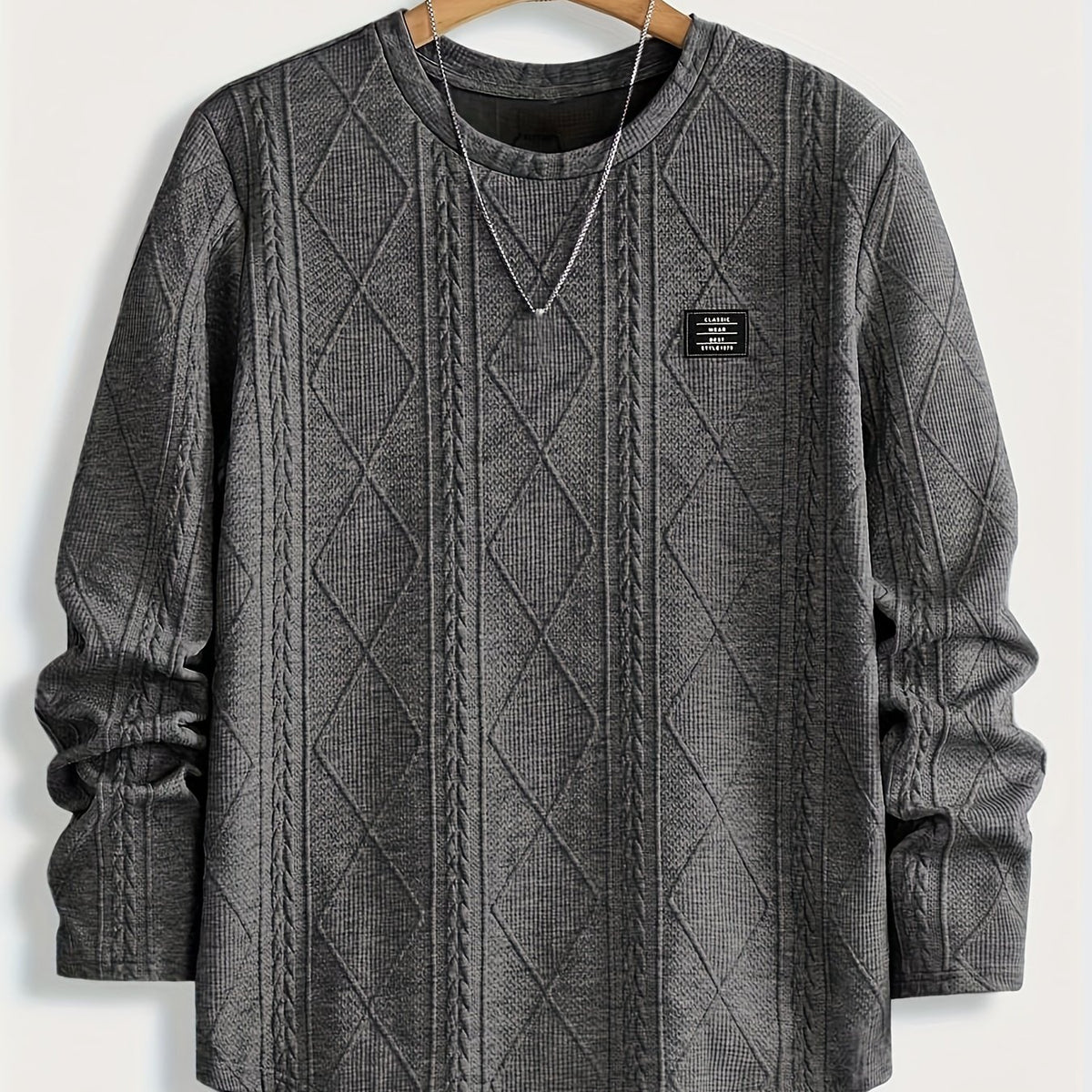 Sweat-shirt ras du cou géométrique pour homme – Pull décontracté à manches longues