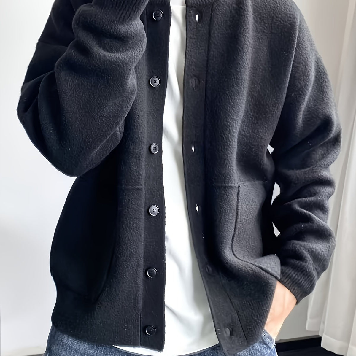 Gilet épais en maille pour homme – Veste pull chaude boutonnée