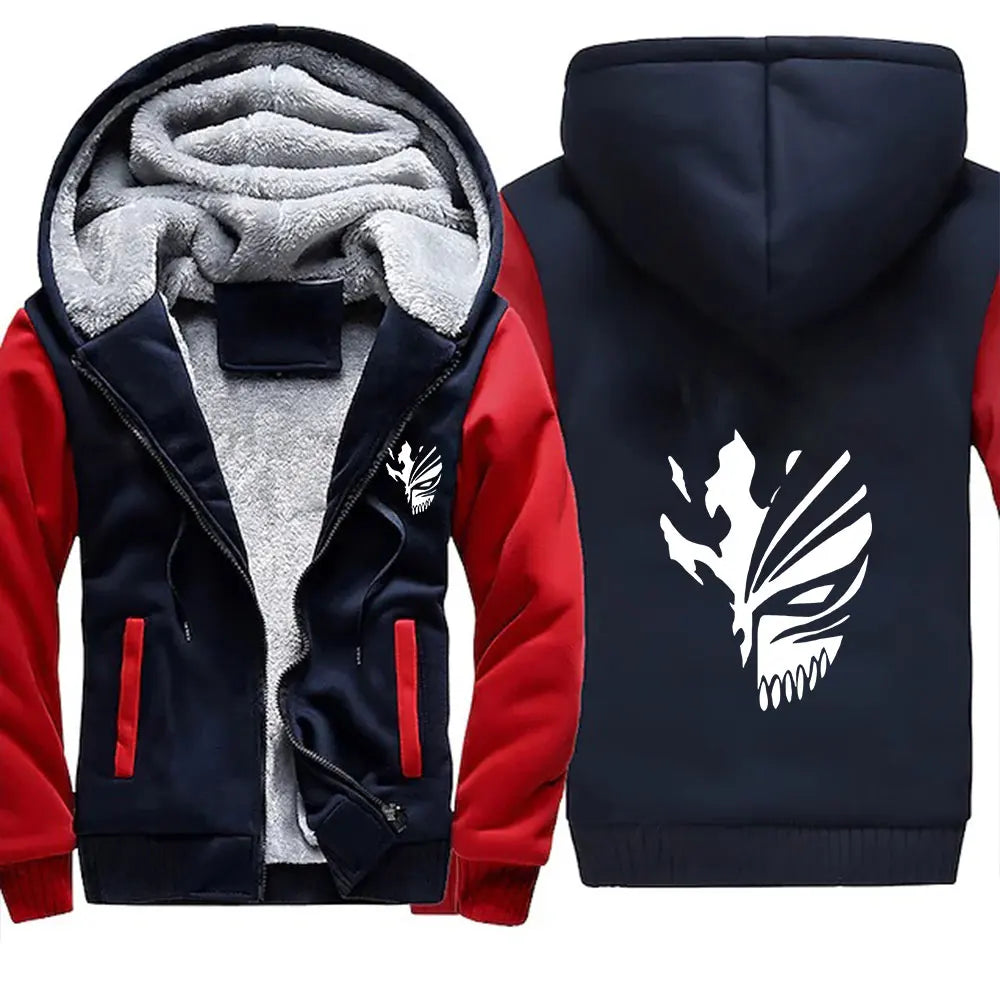 Loom & Soul – Sweat à capuche polaire animé Bleach pour homme – Veste d'hiver chaude à fermeture éclair