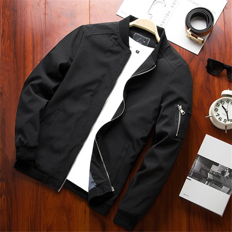 Loom & Soul Men’s Slim Fit Bomber Jacket – Lightweight Windbreaker Baseball Coat