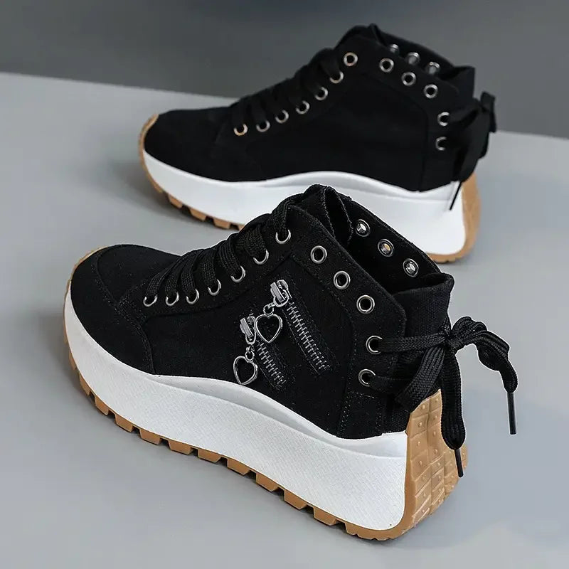 Chaussures décontractées à enfiler pour femme – Baskets confortables légères en PU