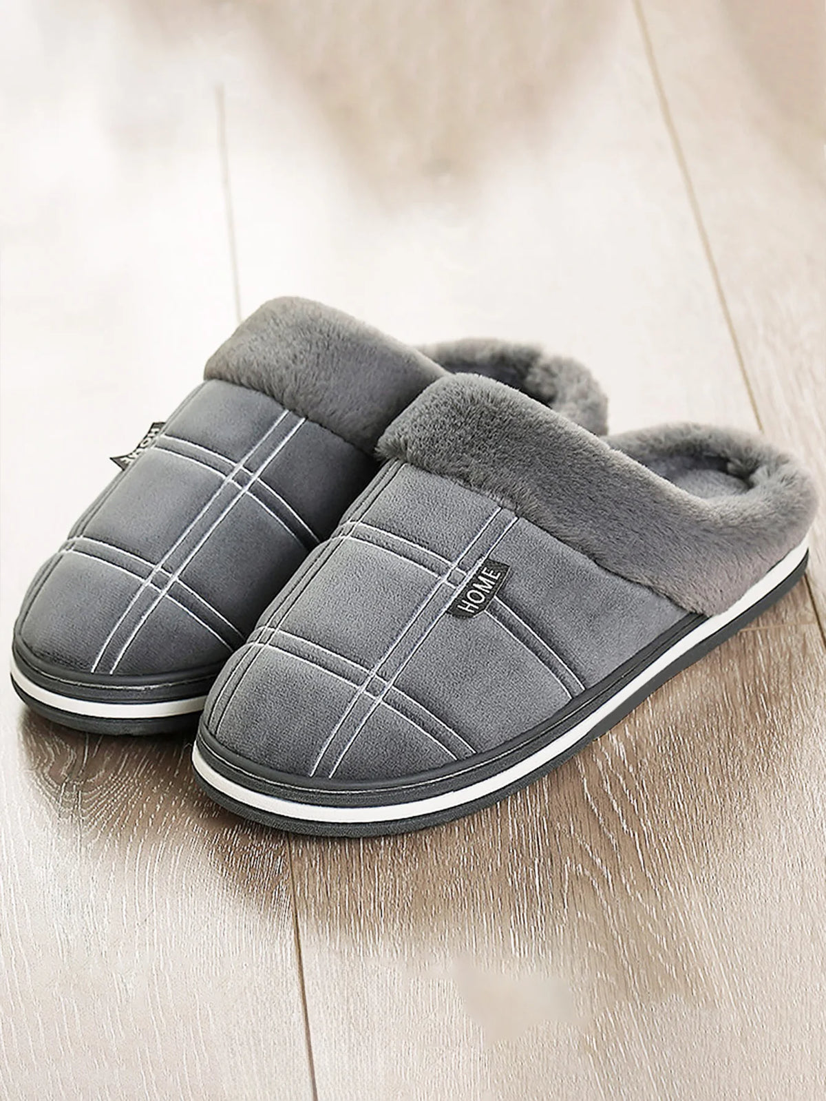 Men’s Cozy Flannel Memory Foam Slippers – Winter Comfort Slip-On