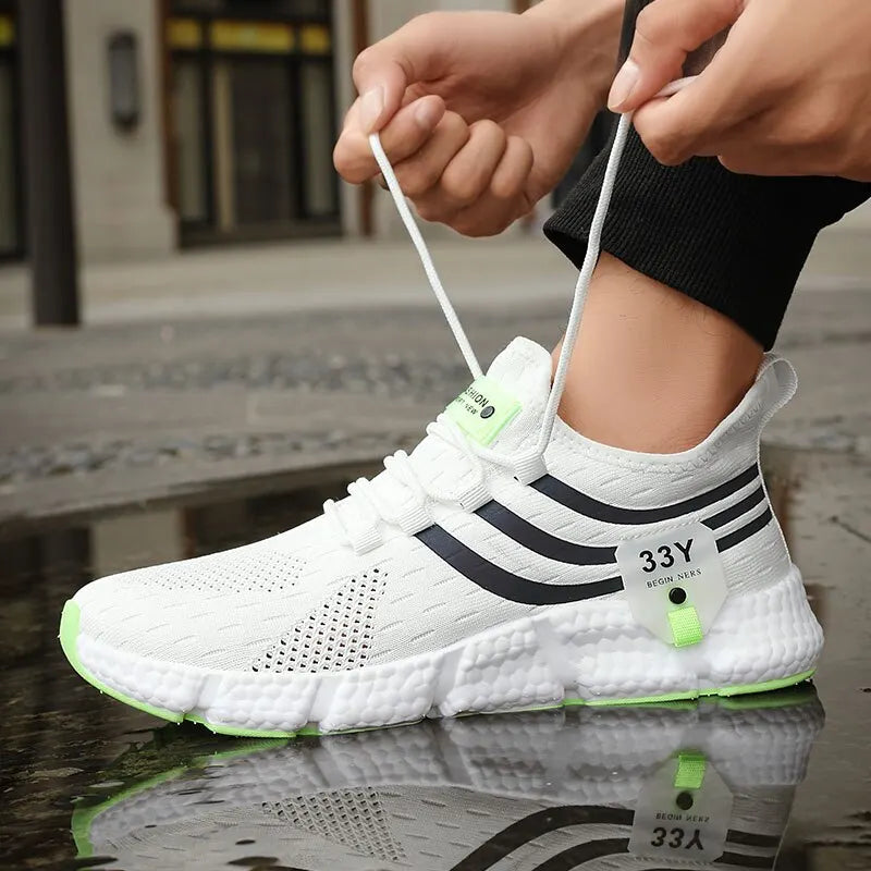 Men’s Lace-Up Mesh Sneakers – Lightweight Breathable Casual Walking Shoes