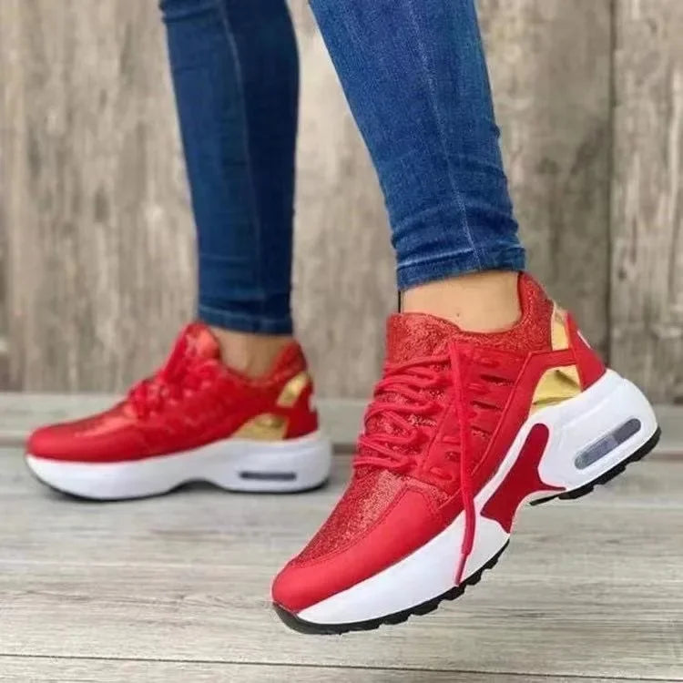 RanLinli™ Mixed-Color Canvas Sneakers – Lace-Up Casual Flats for Women