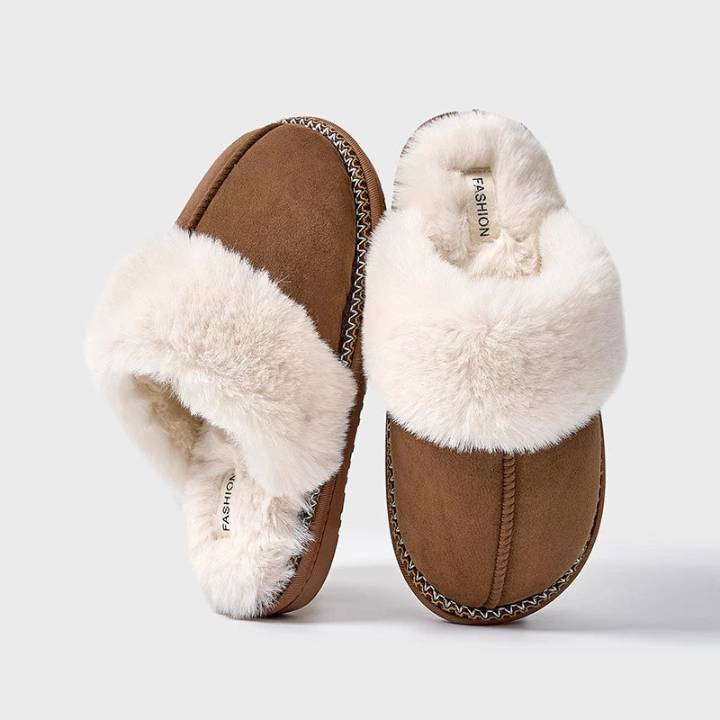 Chaussons d'hiver douillets Smile Popcorn™ – Claquettes d'intérieur chaudes en fausse fourrure pour femmes