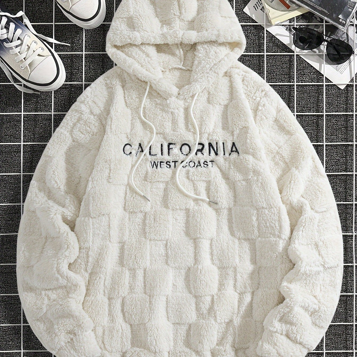 Sweat à capuche en molleton Westcoast pour homme – Pull à carreaux épais brodé