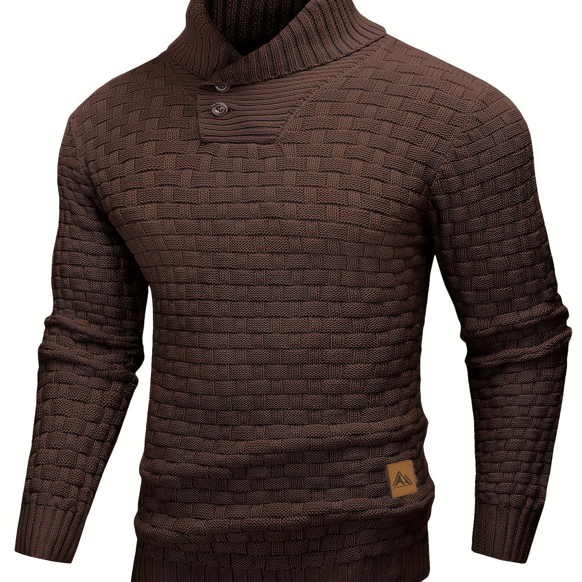 Pull en tricot gaufré pour homme – Grande élasticité avec col à revers