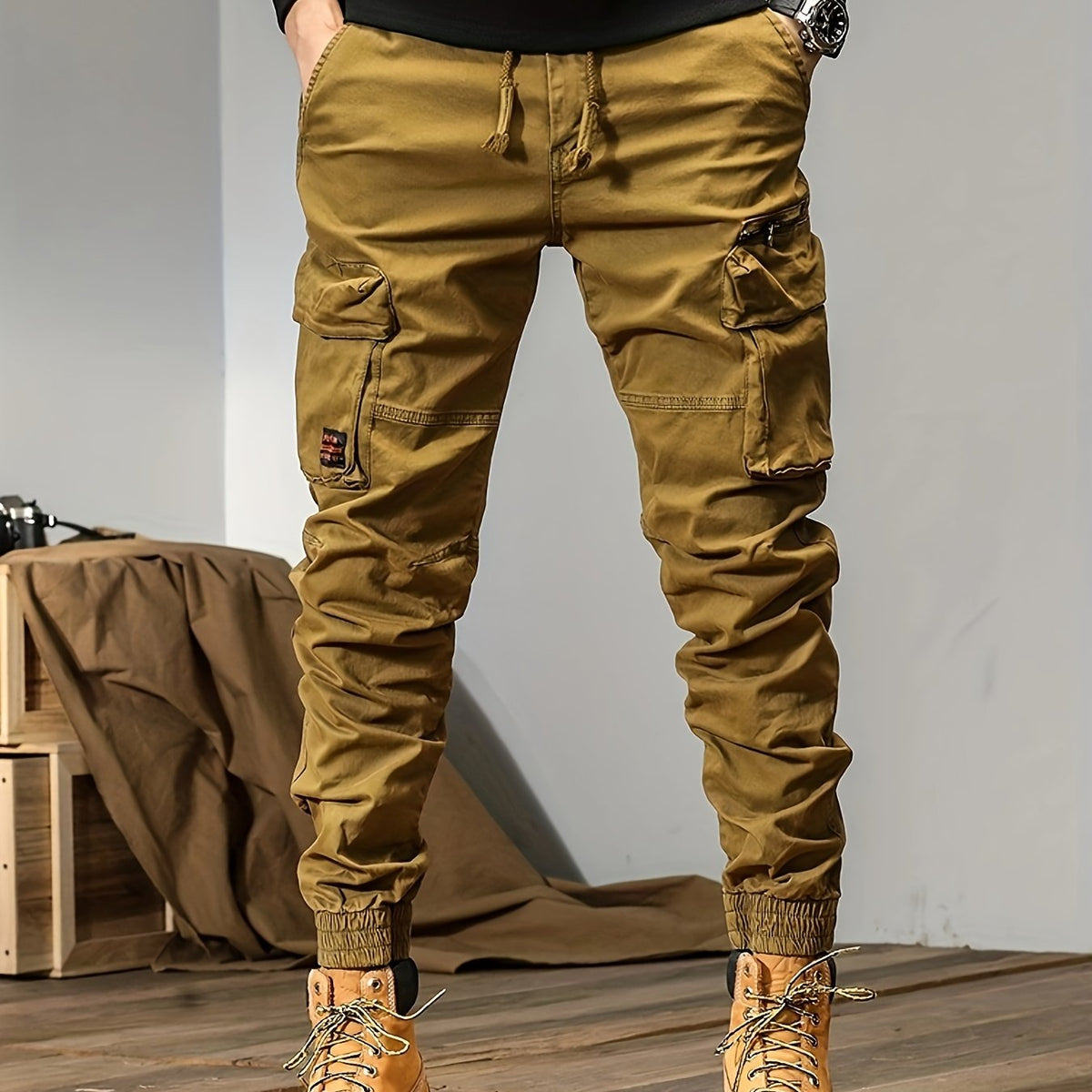 Men’s Multi-Pocket Work Pants – Outdoor Casual Cargo Trousers with Stretch