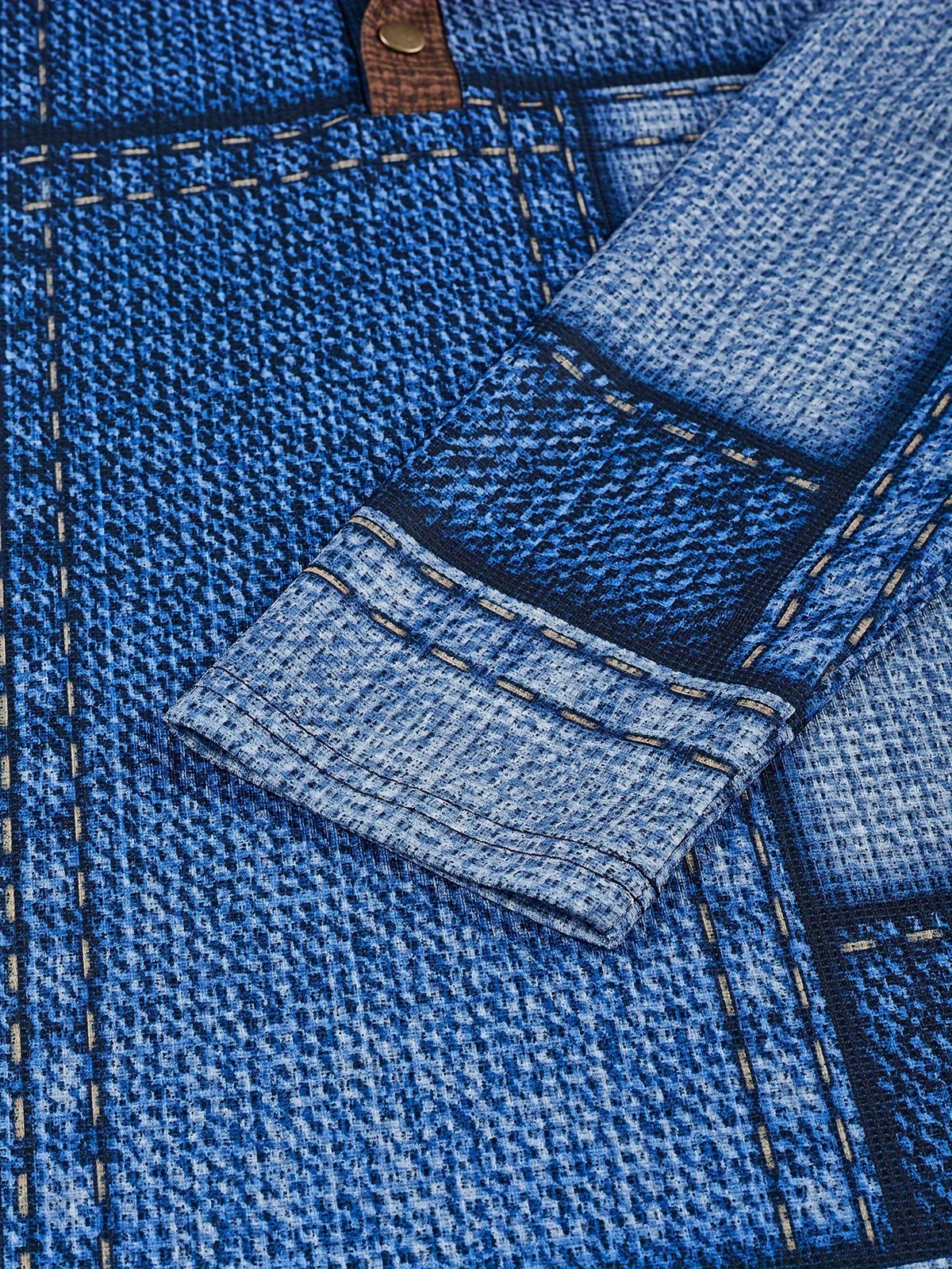 Haut pour homme Henry géométrique – T-shirt décontracté à manches longues et col rond