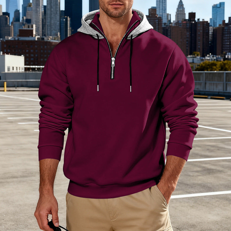 Haut à capuche pour homme avec col montant – Sweat décontracté de luxe pour les trajets quotidiens