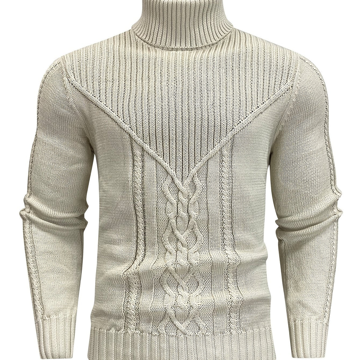 Suéter de cuello alto trenzado vintage para hombre – Jersey de punto clásico
