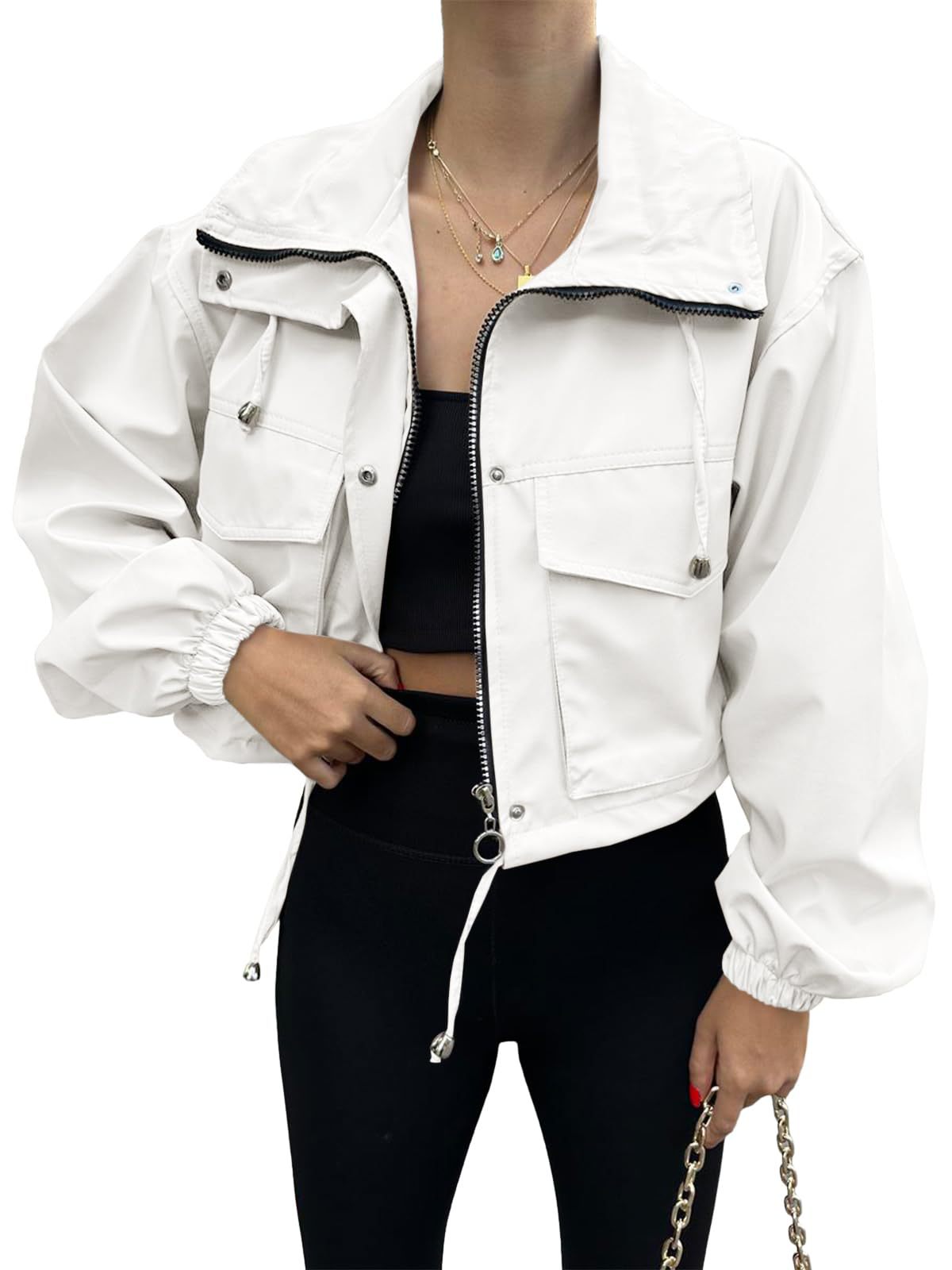 Trench court zippé pour femme – Style urbain uni