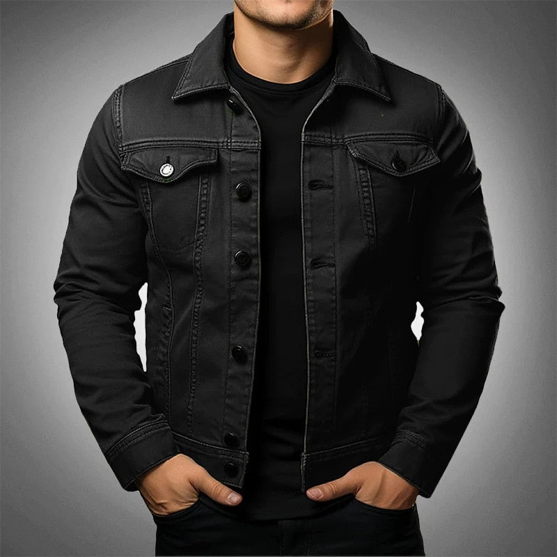 Men’s Denim Workwear Jacket – Heavy Cotton Casual Tooling Coat