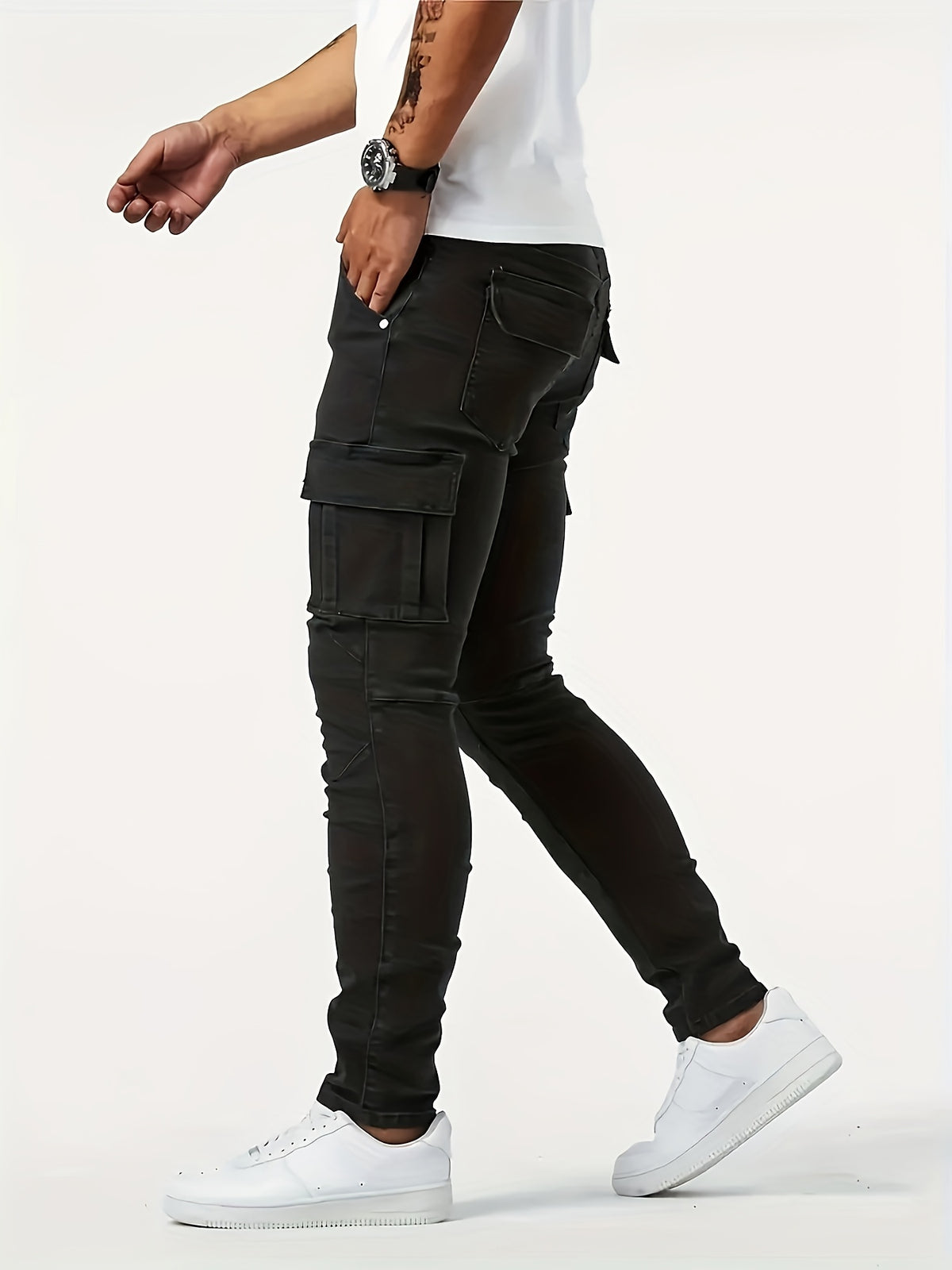 Jean slim extensible noir pour homme – Denim toutes saisons inspiré des vêtements de travail