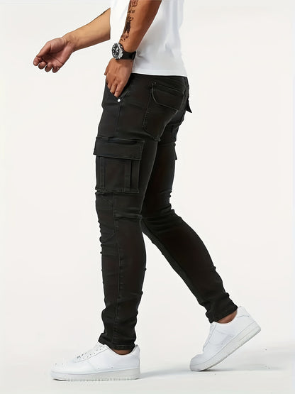 Jean slim extensible noir pour homme – Denim toutes saisons inspiré des vêtements de travail