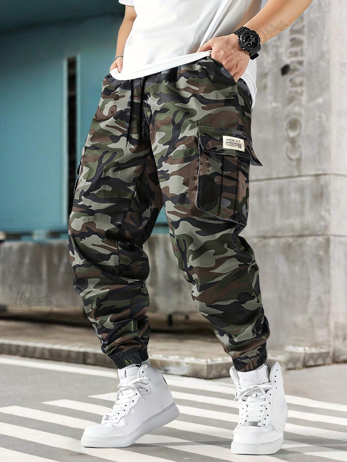 Men’s Camouflage Cargo Pants – Tactical Camo Jogger Hiking Trousers