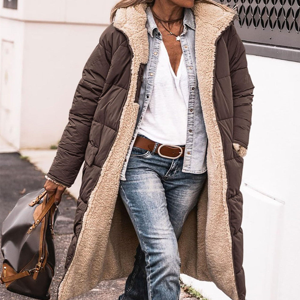 Manteau long Street Chic™ Loom & Soul — Veste mi-longue en mélange de coton pour femme avec poches | Élégante, confortable et confiante