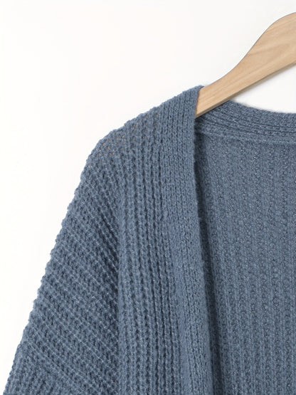 Elegant Deep V-Neck Ribbed Cardigan – Women’s Fall/Winter Knit Sweater