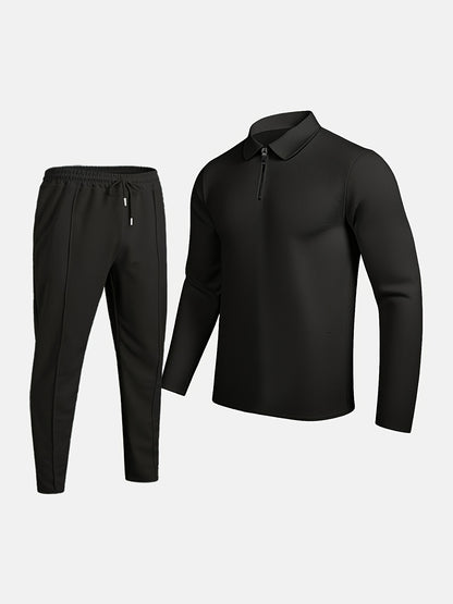 Ensemble décontracté léger pour homme – Haut et pantalon à revers et demi-fermeture éclair