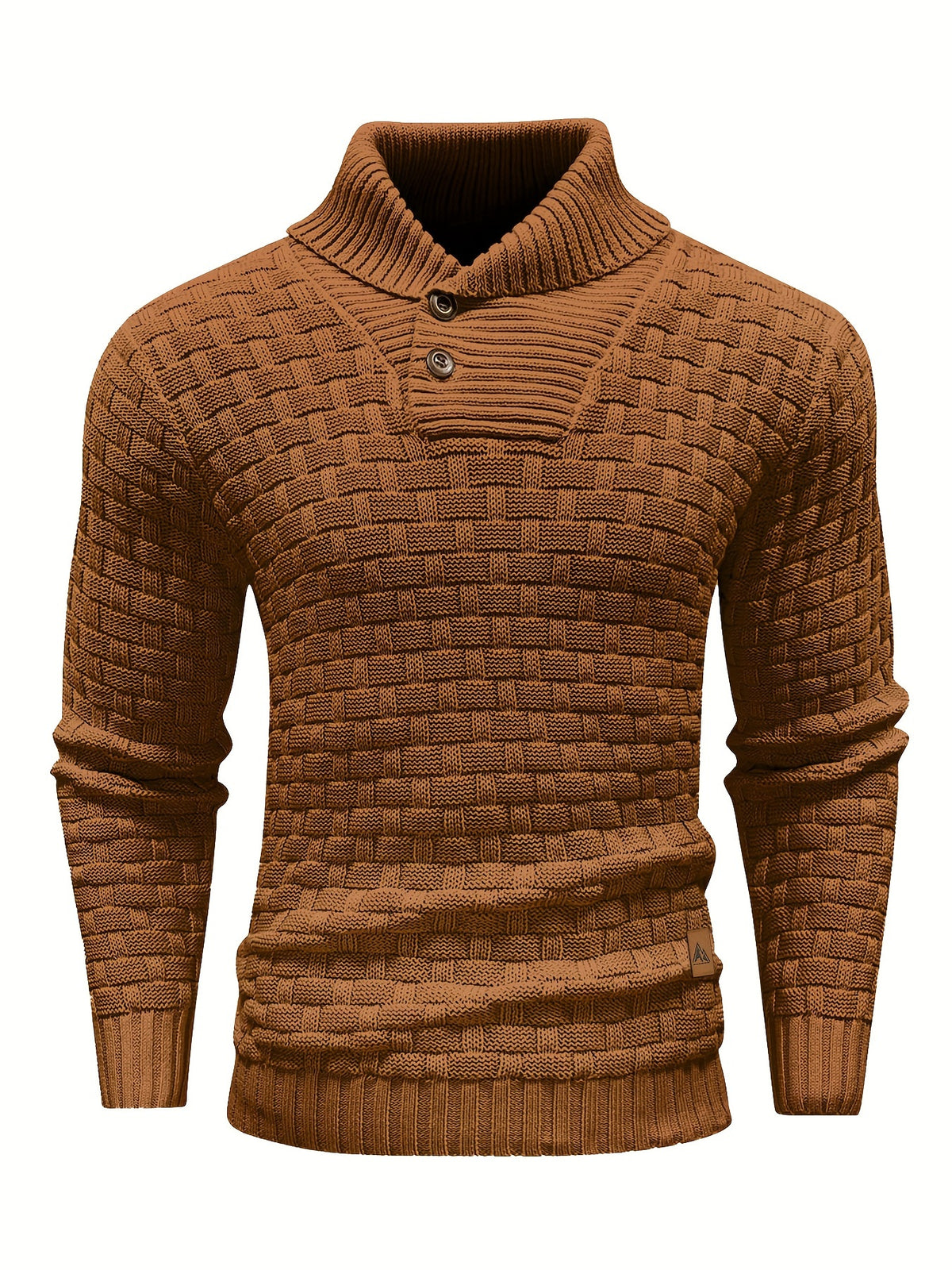 Pull en tricot gaufré pour homme – Grande élasticité avec col à revers