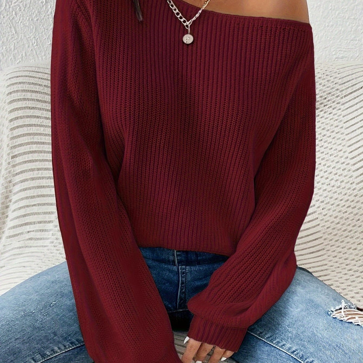 Chandail asymétrique pour femme – Pull élégant printemps/automne