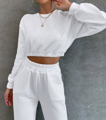 Ensemble deux pièces extensible pour femme – Haut et pantalon doux et ajusté