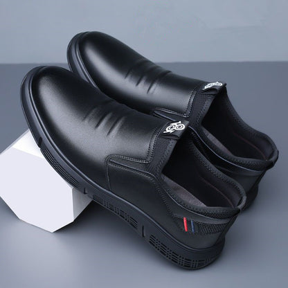Loom & Soul Men’s Black & White Walking Shoes – Casual PU Leather Flats with Suede Finish, Breathable Comfort & Lace-Up Design