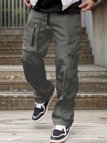 Pantalon Cargo Vert Homme – Coupe Droite Ample Taille Élastique