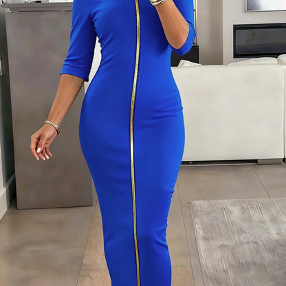 Robe midi moulante à encolure bateau – Robe élégante à manches courtes et coupe ajustée