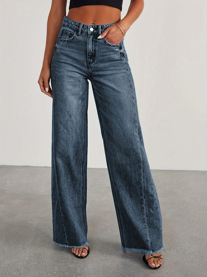 Jean taille haute ample pour femme – Denim décontracté extensible