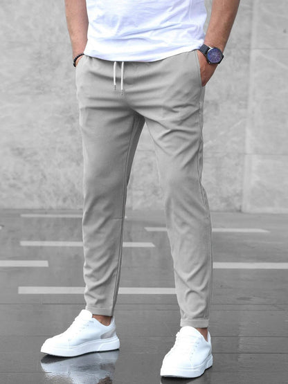 Loom & Soul™ Men’s Slim Fit Drawstring Pants – Casual Mid-Waist Trousers with Pockets