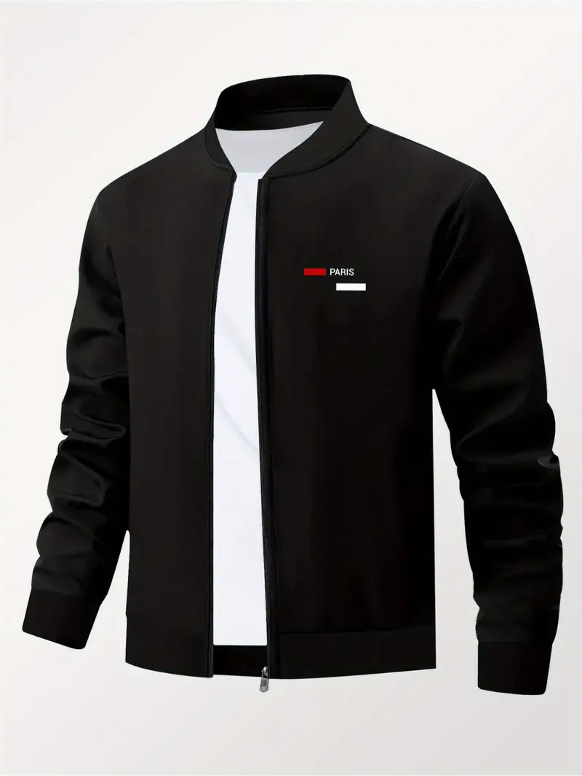 Men’s Printed Baseball Collar Jacket – Casual Streetwear Zip Workwear Coat