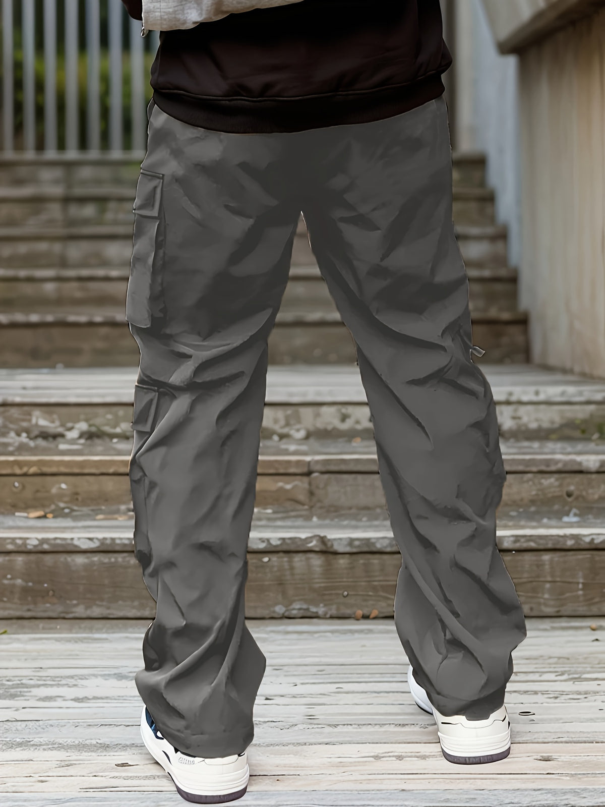 Pantalon Cargo Vert Homme – Coupe Droite Ample Taille Élastique