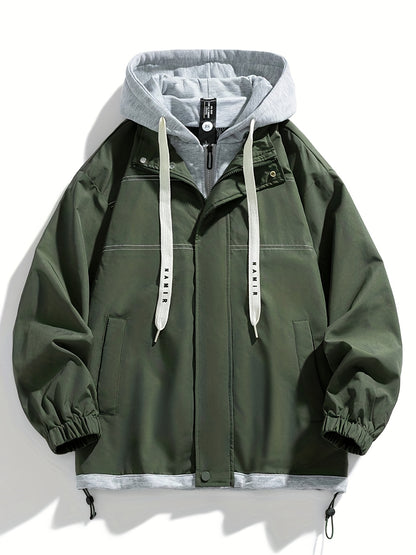 Veste zippée color block Loom & Soul pour homme – Coupe-vent léger à capuche