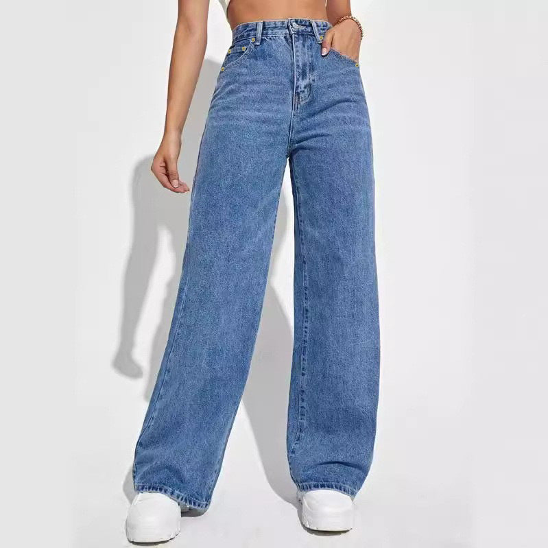 Loom & Soul™ Jeans Clásicos de Tiro Medio – Pantalones de Jean Ajustados para Mujer