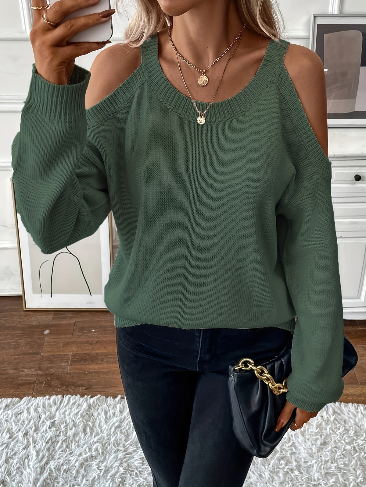 Women’s Elegant Crew Neck Pullover – Soft Knit Fall/Winter Sweater