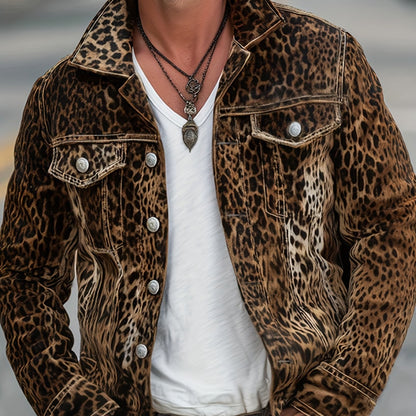 Leopard Statement Denim Jacket – Oversized Luxe Workwear