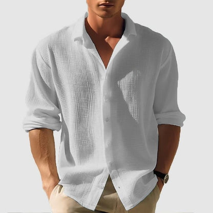 Chemise à manches longues et revers Loom & Soul™ pour homme – Haut décontracté uni boutonné pour l'automne et le printemps