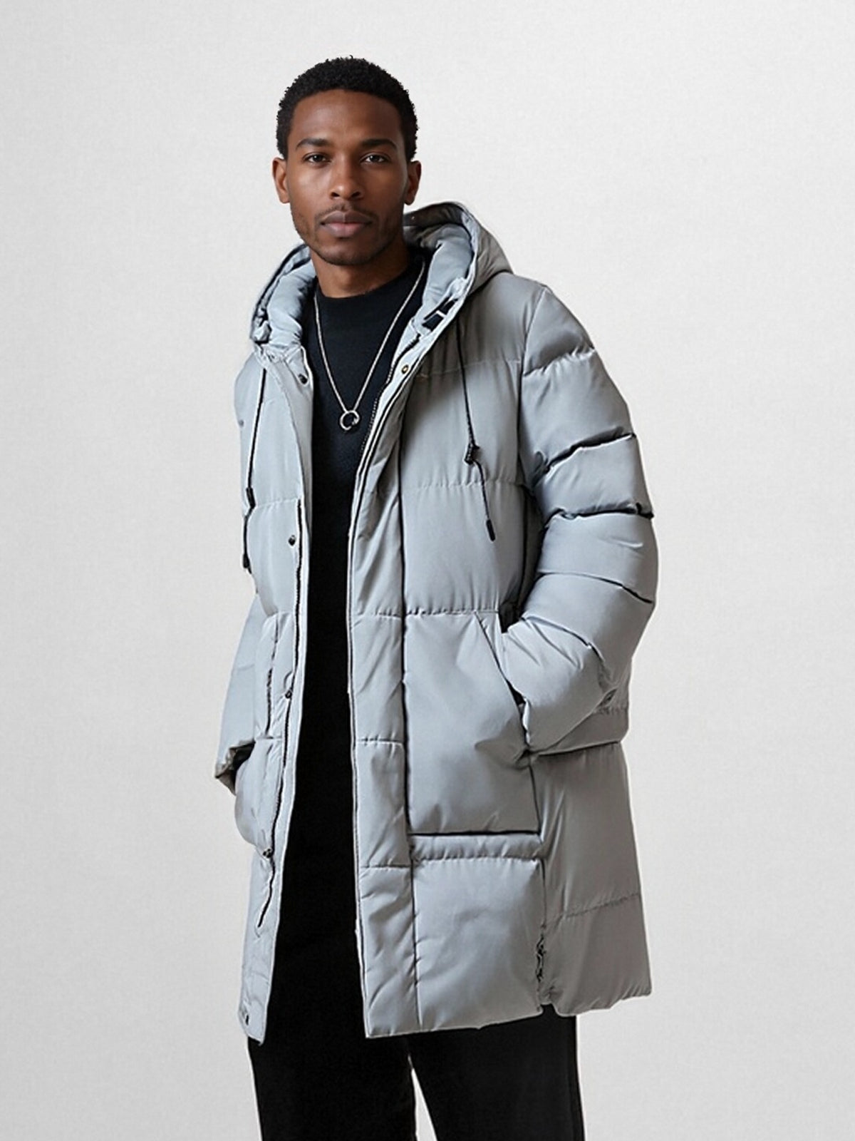 Men’s Hooded Puffer Jacket – Thick Warm Outdoor Coat