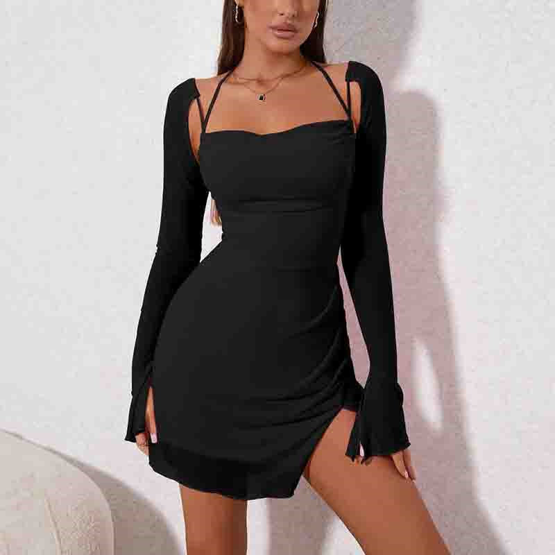 Backless Halter Midi Dress – Elegant Solid Color Summer Dress