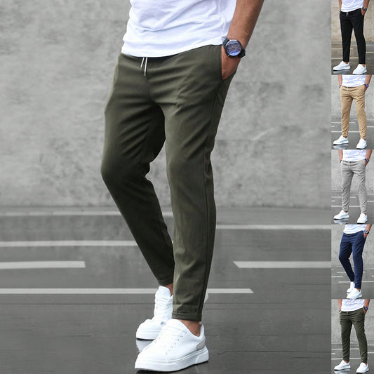 Loom & Soul™ Men’s Slim Fit Drawstring Pants – Casual Mid-Waist Trousers with Pockets