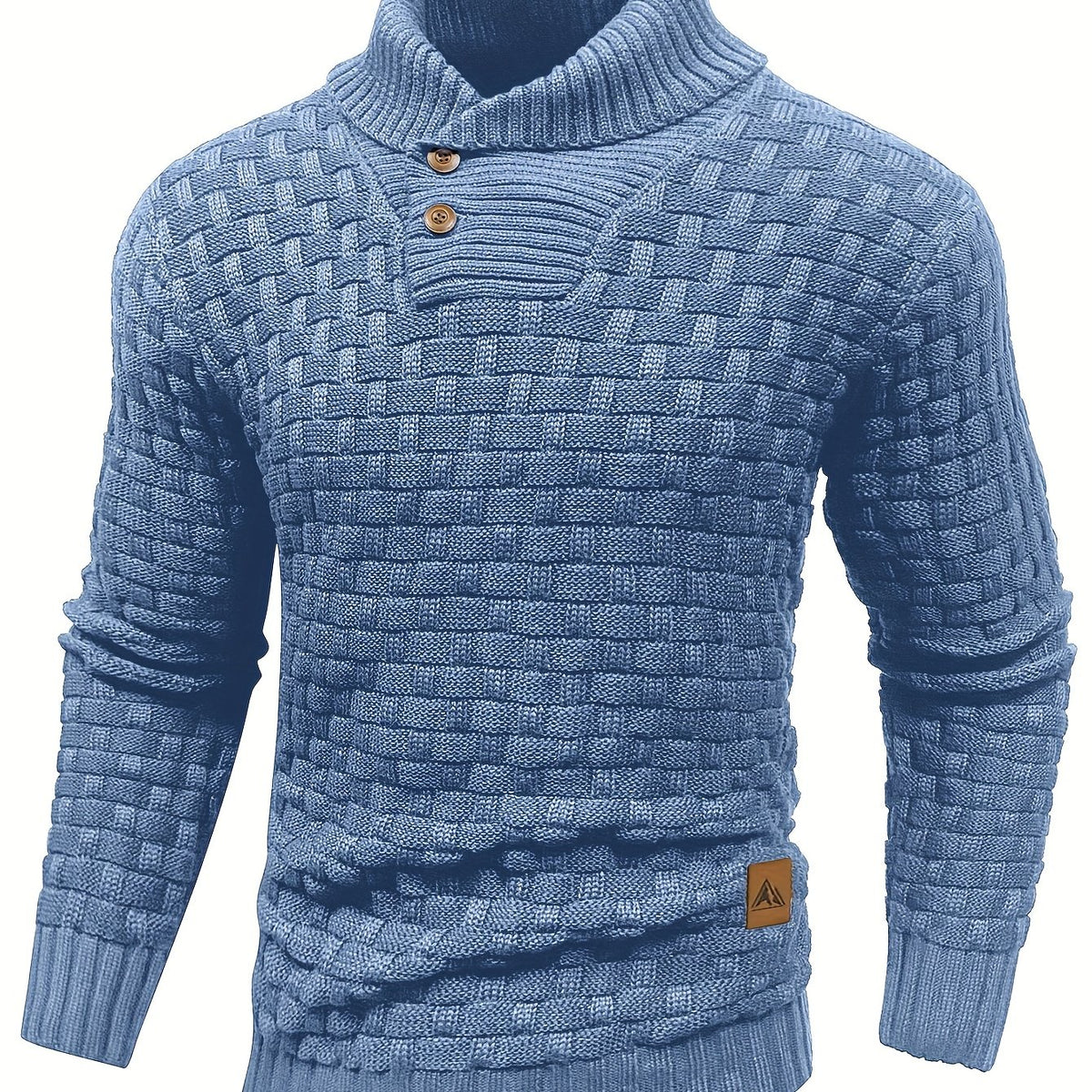 Pull en tricot gaufré pour homme – Grande élasticité avec col à revers