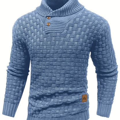 Pull en tricot gaufré pour homme – Grande élasticité avec col à revers